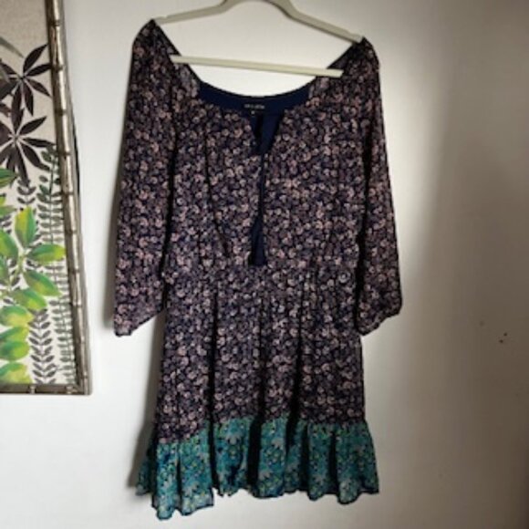 🧡3/15  As U Wish Boho Floral Mini Tunic Dress Women's XL - Picture 1 of 13